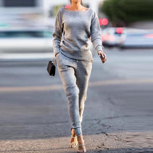 Load image into Gallery viewer, Lossky Women Set knitted suit 2019 Casual Track Suit O-neck Long Sleeve solid Bodycon  women's sports suits spring Autumn Winter