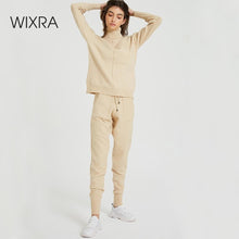 Load image into Gallery viewer, Wixra Women's Sweater Suit and Sets Turtleneck Long Sleeve Sweaters+Pockets Long Trousers 2PCS Solid Casual Sets Autumn Winter