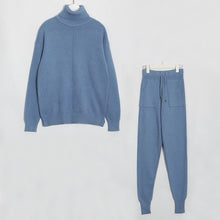 Load image into Gallery viewer, Wixra Women's Sweater Suit and Sets Turtleneck Long Sleeve Sweaters+Pockets Long Trousers 2PCS Solid Casual Sets Autumn Winter