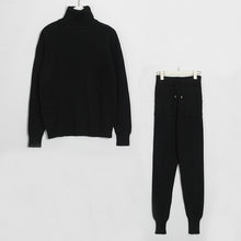 Load image into Gallery viewer, Wixra Women's Sweater Suit and Sets Turtleneck Long Sleeve Sweaters+Pockets Long Trousers 2PCS Solid Casual Sets Autumn Winter