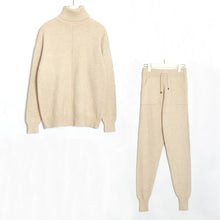 Load image into Gallery viewer, Wixra Women's Sweater Suit and Sets Turtleneck Long Sleeve Sweaters+Pockets Long Trousers 2PCS Solid Casual Sets Autumn Winter